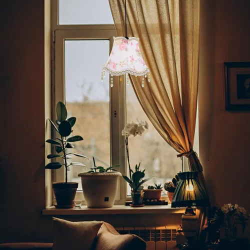 Miniatura 6 de DOITOOL Pantalla europea de tela con flecos, pantalla de mesa con cuentas, pantalla de luz decorativa para dormitorio y sala de estar, compatible