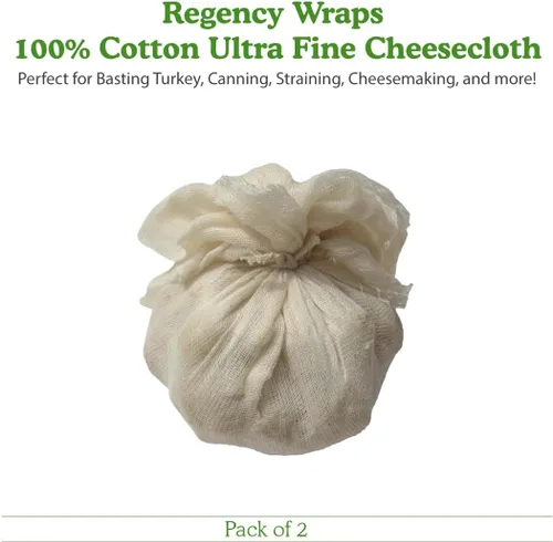 Miniatura 7 de Regency Wraps Paño de queso natural ultrafino 100% algodón, 18 pies cuadrados 36" x 36", 2 piezas, grado chef para rociar pavo, enlatado, colar