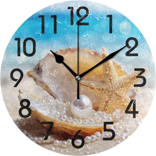 Miniatura 6 de Naanle Reloj de pared redondo retro de cine, 9.5 pulgadas, funciona con pilas, reloj de escritorio analógico silencioso de cuarzo para el hogar