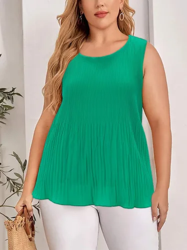 Miniatura 2 de Camiseta sin mangas de gasa para mujer, talla grande, sin mangas, de doble capa
