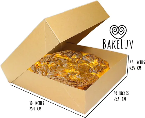 Miniatura 2 de BAKELUV Cajas para pasteles de 10 x 10 x 2.5 pulgadas Marrón/25 piezas/Auto-Popup