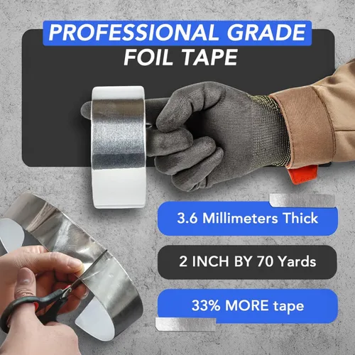 Miniatura 6 de TapePlus Cinta de lámina de aluminio - Sellado de HVAC y conductos con cinta HVAC - Aislamiento de conductos metálicos y protección contra