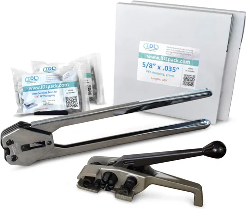Miniatura 24 de IDL Packaging - PET-B-58-D Kit de flejado de poliéster de 5/8", estándar con dispensador - Todo lo que necesitas para atar un palet