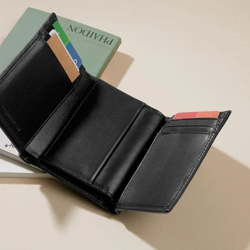 Miniatura 3 de Trifold con tarjeta portafolios talla única Aceite Negro