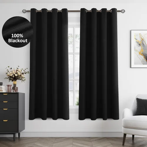 Miniatura 43 de Cream Linen Blackout Curtains 90 Length 2 Panels Set for Living Room Bedroom, 100% Black Out Thermal Insulated Linen Drapes, Room Darkening Grommet