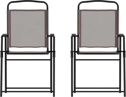 Miniatura 15 de Flash Furniture Mystic - Sillas plegables para patio, sillas de césped de textileno para exteriores con reposabrazos, juego de 2, color negro