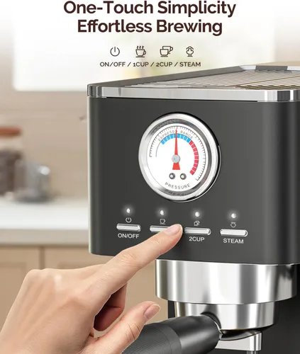 Miniatura 8 de Máquina de Espresso Maestri House, Bomba ULKA de 20 Bares, Cafetera de Espresso Compacta con Medidor de Flujo Integrado, Espumador de Leche a Vapor