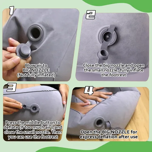Miniatura 6 de Reposapiés inflable para viajes en avión y oficina, almohada portátil para reposapiernas, pies elevados para vuelos económicos, escritorio en casa