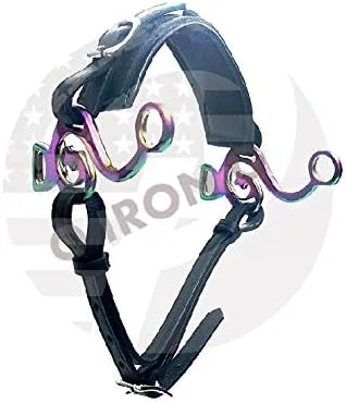 Miniatura 2 de Rainbow Multi Hackamore Bitless Horse Bit Inglés Western Ajustable Cuero (negro)