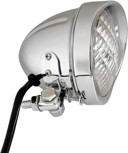 FATECIM Faro delantero de motocicleta de 4.5" con visera de aluminio, lámpara de cabeza cromada tipo bala para Harley Sportster XL, Dyna, Softail,