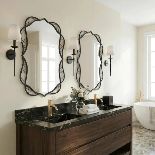 Miniatura 4 de Besdomus Espejo de baño negro moderno: espejos de baño grandes de 24 x 36 pulgadas para colgar sobre el fregadero, colgante vertical u horizontal