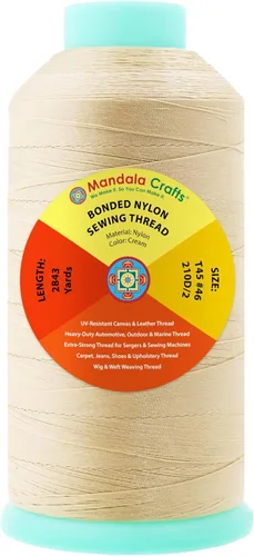 Miniatura 13 de Mandala Crafts - Hilo de nailon para coser cuero, tapicería, mezclilla y para trenzar el pelo; resistente, 1500 yardas, tamaño 69 T70 Marrón