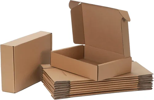 Miniatura 10 de Juego de 20 cajas de envío de 13x10x2 pulgadas, caja de cartón corrugado marrón para embalaje, envío postal, negocios
