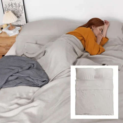 S VICTORY SYMBOL Sábana de cama portátil 100% lino, forro de saco de dormir para hotel y viajes, saco de dormir para adultos, ultra ligero con