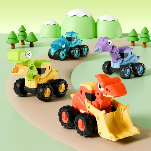Miniatura 8 de iPlay, iLearn Juguetes de Camión de Dinosaurio para Niños Pequeños, Autos de Carreras Dinos Press Go para Niños, Conjunto de Juego de Vehículos