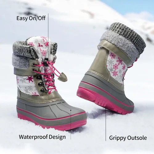 Miniatura 4 de DREAM PAIRS Botas de nieve, impermeables, con aislamiento, de invierno, para niño y niña