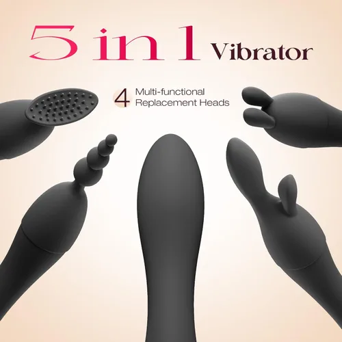 Miniatura 5 de MOOLIGIRL Dildo Vibrator Kits, Women Sex Toys Adult Toy with 4 Replacement Silicone Heads, 20 Modes Waterproof IPX6 G Spot Vibrators for Clitoral
