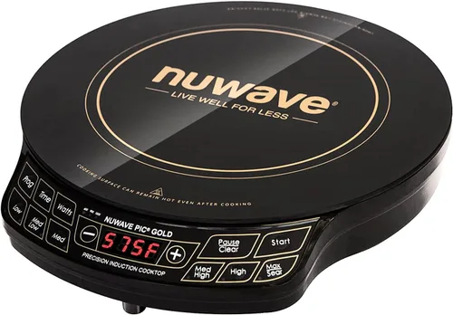 Nuwave Gold Placa de Inducción de Precisión, Portátil, Potente con Bobina de Calentamiento Grande de 8", 100°F a 575°F, 3 Configuraciones de Vataje,