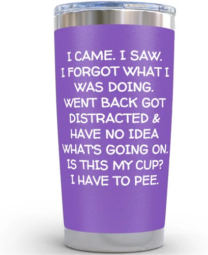 Miniatura 10 de KLUBI Regalos de cumpleaños para mujeres y hombres – Vaso con texto en inglés "I Came I Saw I Forgot" de 20 onzas, regalos de broma negra, Negro