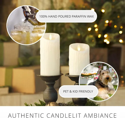 Miniatura 6 de Luminara - Vela LED sin llama con goteo de cera, blanca, 7.6 cm x 11.4 cm, con función de temporizador, base de cera verdadera, funciona con Blanco