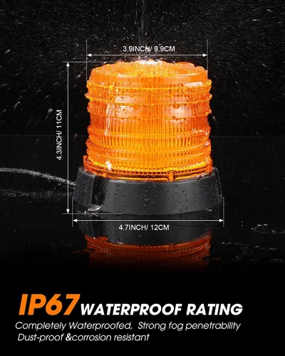 Miniatura 3 de Leelosp Paquete de 3 60 luces LED estroboscópicas de 12 V-24 V, luz estroboscópica intermitente de seguridad ámbar con cable magnético y recto de 16