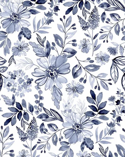 Papel tapiz autoadhesivo de 18 x 236 pulgadas, diseño de acuarela azul marino y blanco, papel de contacto extraíble para cocina, dormitorio, baño,