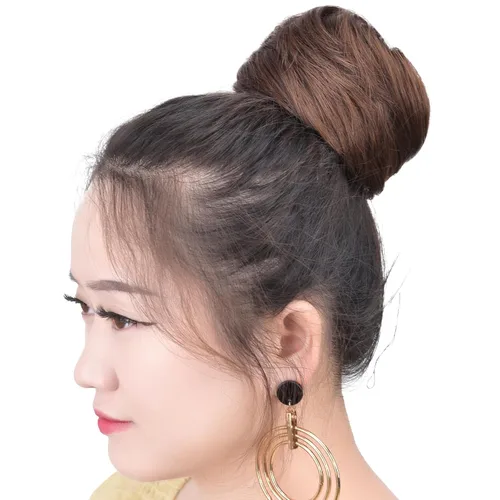 Miniatura 4 de Moños para el cabello, 2 unidades, color marrón, moño falso, para el lugar de trabajo, nupcial, boda, pelo updo para mujeres y abuelas