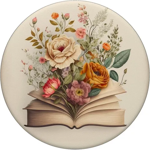 Miniatura 3 de Librarian Flowery Book Lover Bookish Floral Aesthetic PopSockets intercambiables PopGrip