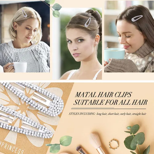 Miniatura 6 de KANPRINCESS Pinza para el pelo, 2 piezas de diamantes de imitación de 2.4 pulgadas, color plateado, pasadores de pelo para mujeres y niñas, novia