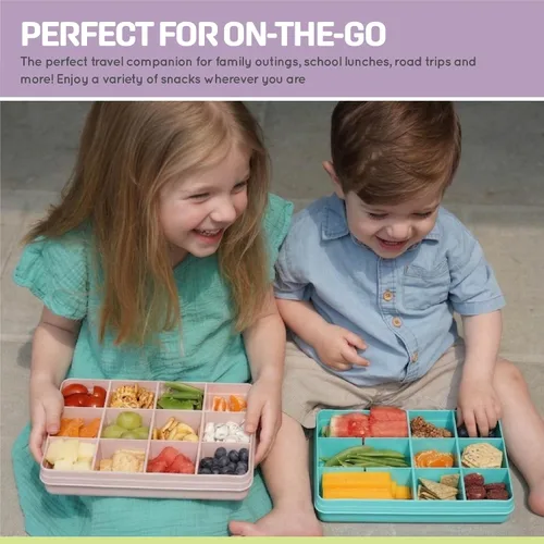 Miniatura 2 de melii Snackle Box Contenedor de aperitivos de 12 compartimentos con separadores extraíbles, almacenamiento de alimentos sin BPA para viajes