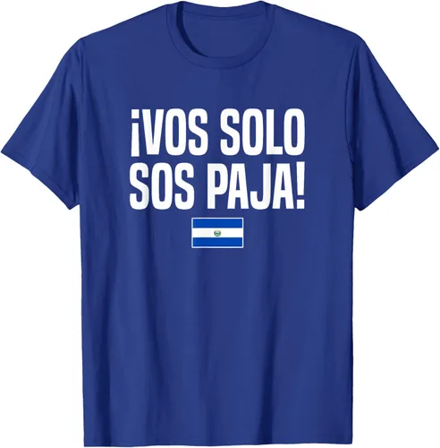 Miniatura 23 de Camiseta Vos Solo Sos Paja Salvadoran Slang Bandera de El Salvador, Negro