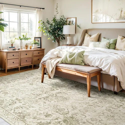 Miniatura 35 de Alfombra de área pequeña de 2 x 3 pulgadas, color beige, para entrada, baño, cocina, antideslizante, de pelo bajo, lavable, moderna alfombra bohemia