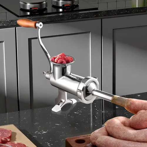 Miniatura 9 de VEVOR Picadora manual de carne de acero inoxidable, abrazadera de 1.8 pulgadas, 2 placas de molienda, relleno de salchichas, ideal para el hogar