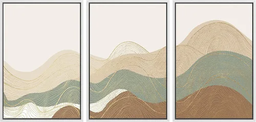 Miniatura 92 de SIGNWIN Lienzo enmarcado para pared, juego de arte tranquilo con reflejo de lago, acuarela, montaña y agua, ilustraciones modernas, arte abstracto