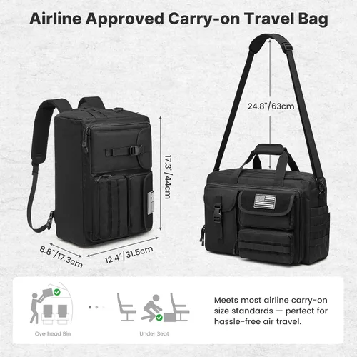 Miniatura 4 de G4Free Bolsa de mensajero grande para hombre, 3 en 1 para laptop, maletín para viajes de fin de semana, trabajo