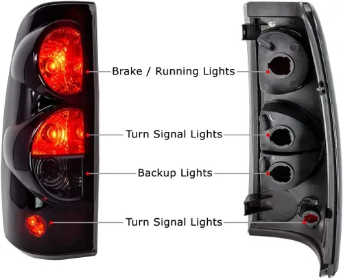 Miniatura 2 de Luces traseras Winjet para [1999 2000 2001 2002 2003 2004 2005 2006 Chevy Silverado 1500 2500 3500] [1999-2003 GMC Sierra] Juego de luces traseras