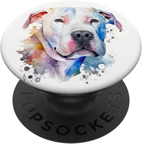 Dogo Argentino Perro Colorido Acuarela PopSockets intercambiables PopGrip