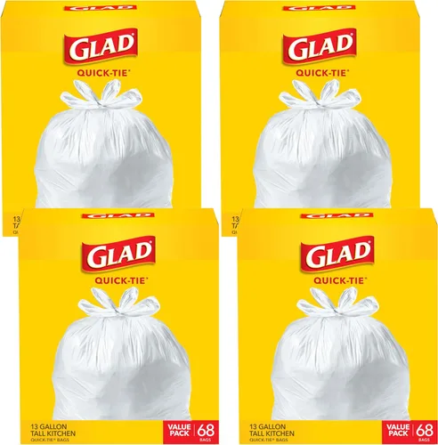 Miniatura 7 de Glad Bolsas de basura altas de cocina de 13 galones, bolsas de basura sin perfume, con amarre rápido, 68