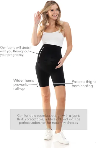 Miniatura 6 de Leggings Depot Ropa de maternidad sin costuras para mujer, ropa interior de embarazo a medio muslo, soporte para el vientre, evita rozaduras, S-XL