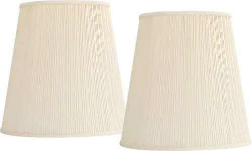 Juego de 2 pantallas plisadas de hongo para lámpara de tambor (premontada), color crema, grande de 12 pulgadas, parte superior x 18 pulgadas