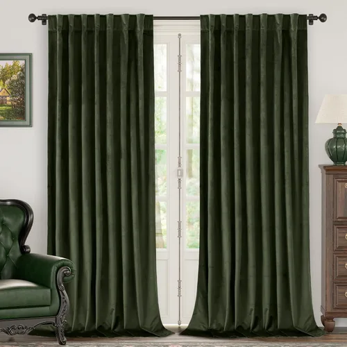 Miniatura 30 de BGment Cortinas de terciopelo rosa polvoriento, 2 paneles de 84 pulgadas, 2 paneles para sala de estar, aislamiento térmico de lujo, reducen