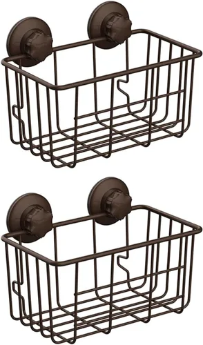 Miniatura 7 de SANNO Cesta de ducha con ventosa, cesta de baño profunda adhesiva, organizador de baño, cesta de almacenamiento de cocina para soporte de gel