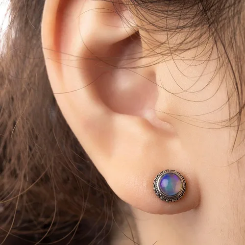 Miniatura 40 de Aretes de plata de ley con piedra natal de cristal real, joyería para mujer, moda occidental 925, envejecida, bohemia, hecha a mano, el mejor regalo