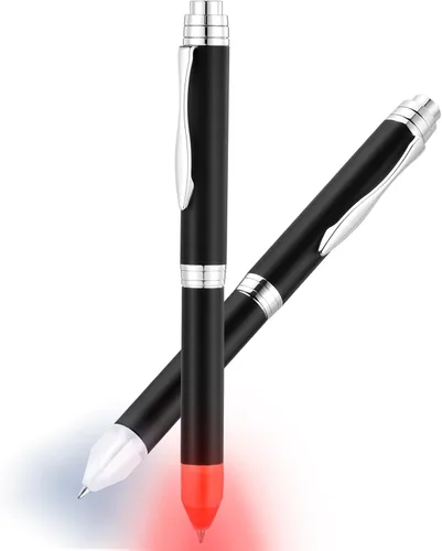 Penyeah Bolígrafo de punta iluminada, bolígrafo de luz LED para escribir en la oscuridad, funciona con pilas AAA, 2 bolígrafos pesados ajustables,