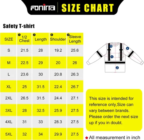 Miniatura 7 de FONIRRA Paquete de 3 camisetas de seguridad de manga larga reflectantes de alta visibilidad, camisas de trabajo de construcción ANSI Clase 3