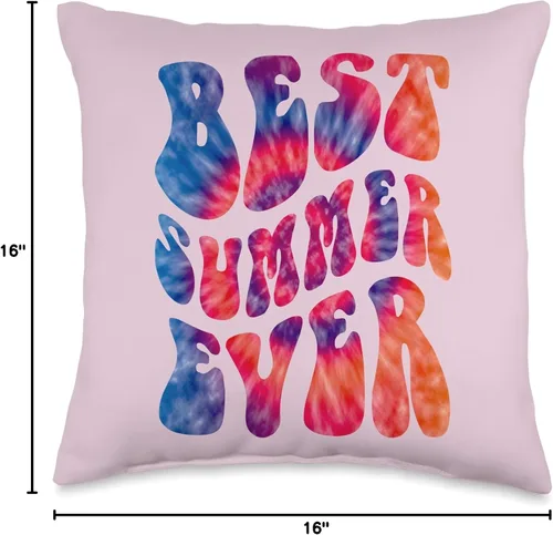 Miniatura 4 de 2023 Beach Vacation Camping Autographs Retro Best Summer Ever Camp Counselor Director Groovy - Almohada de 16 x 16 pulgadas, multicolor