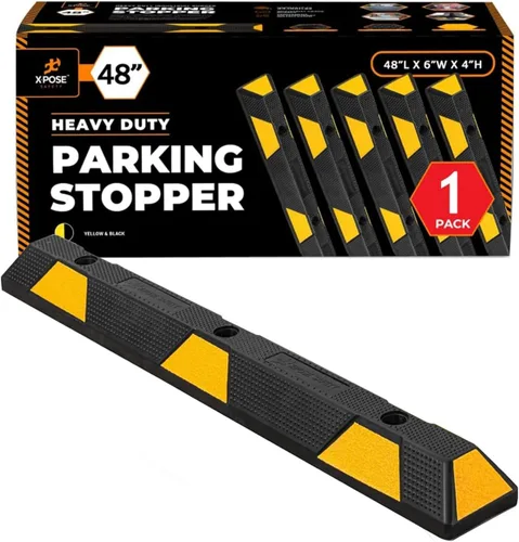 Miniatura 20 de Xpose Safety Tope de goma resistente de 22 pulgadas para estacionamiento, paquete de 2 bloques de ruedas para garaje, entrada o rampa, tope