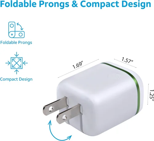 Miniatura 2 de AT&T Cargador de pared USB-C Adaptador de corriente de carga rápida, puntas plegables para viajes, compatible con iPhone, iPad, Samsung Galaxy 20W