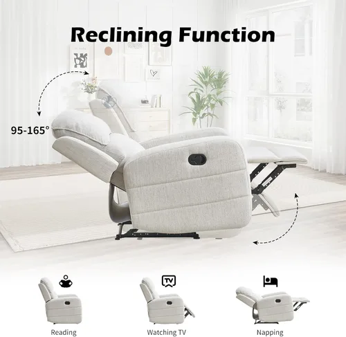 Miniatura 4 de EBELLO Juego de sofá reclinable manual para sala de estar, sofá reclinable de tela suave para sala de reuniones, respaldo y apoyabrazos acolchados