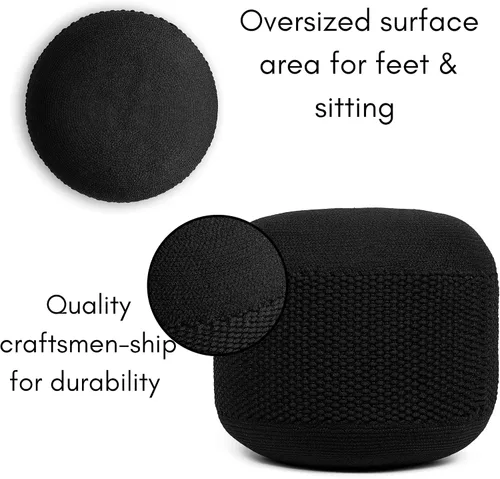 Miniatura 7 de BIRDROCK HOME Puf Otomano para Exteriores Reposapiés Impermeable Tejido a Mano con Relleno de Bolsa de Perlas Reposapiés Bohemio para Patio